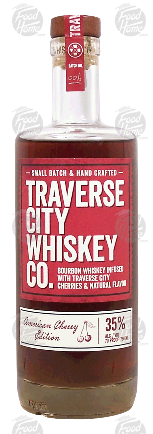 Traverse City Whiskey Co. American Cherry Edition bourbon whiskey infused with cherries, small batch, 35% alc. by vol. Full-Size Picture